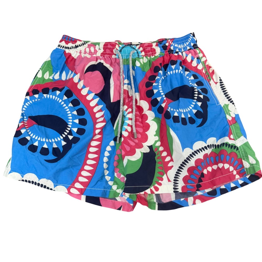Vilebrequin Moorea Swim Trunks XXL Mens Blue Pink Psychedelic Floral Board Short